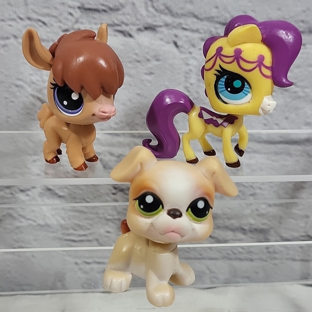 Littlest Pet Shop Figures Lot Of 3‎ The Bulldog Sweet Delight Horse Nita Alpaca